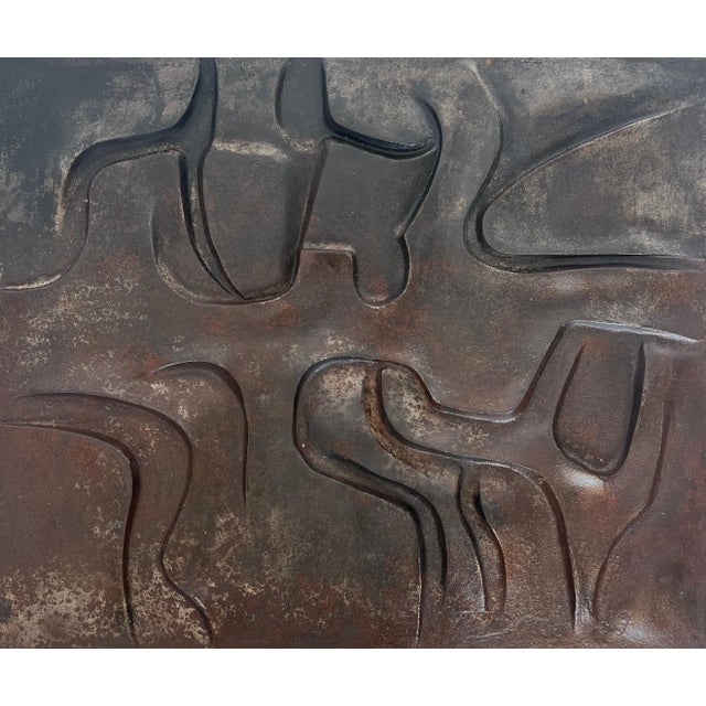 Modernist cast iron fireback. French work. Circa 1970 For Sale - Image 9 of 12