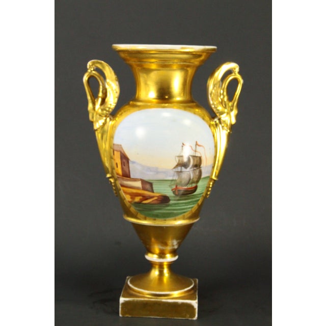 Early 19th C. Empire Old Paris Porcelain Fire Gilt & Painted Vases, a Pair For Sale - Image 14 of 18