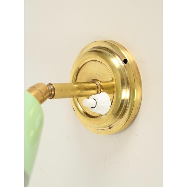 Italian Wall Lights in Brass and Green Metal by G. Ostuni, 1950s, Set of 2 For Sale - Image 12 of 17