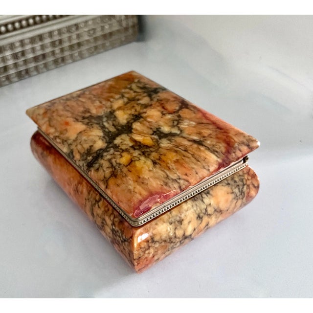 Alabaster Box with Brass Trim For Sale In Los Angeles - Image 6 of 7