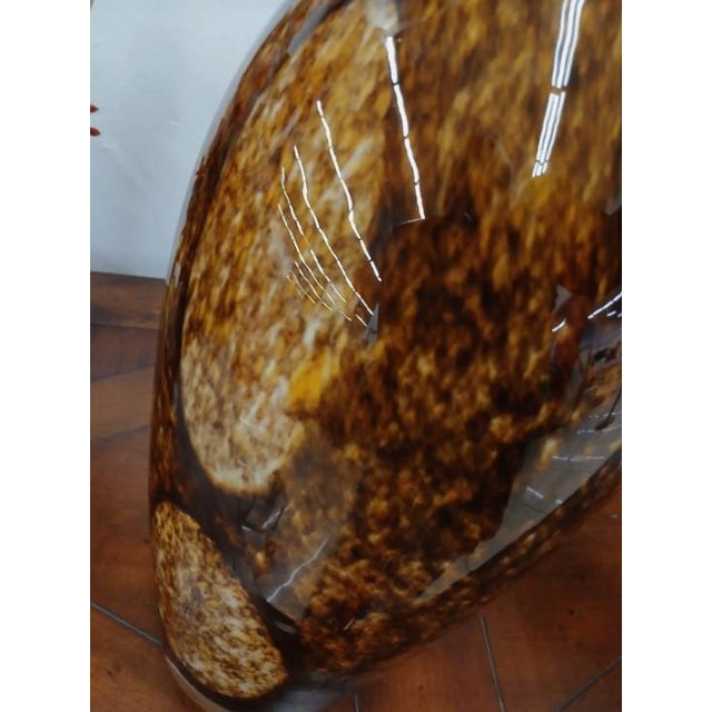 Brown Vintage Italian Murano Handblown Glass Vase 19" Brown Spots Speckle Art Deco MCM For Sale - Image 8 of 18