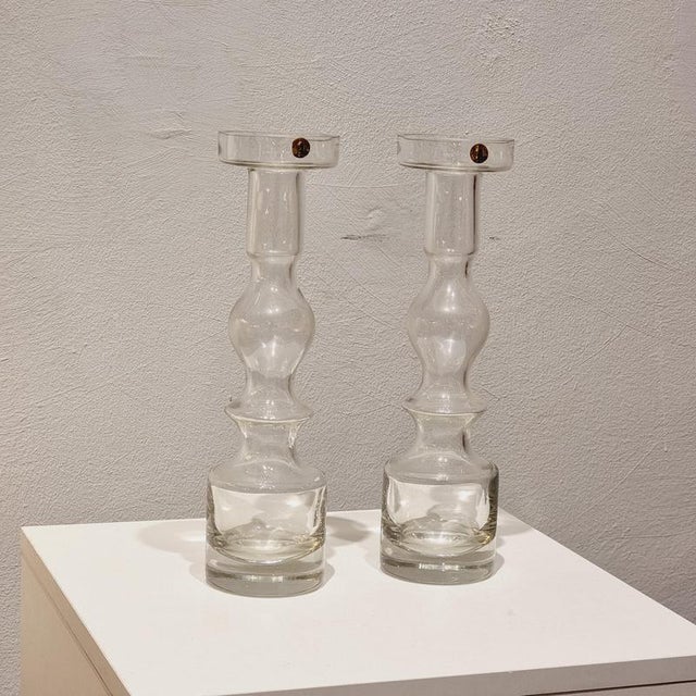 Glass Scandinavian Candlesticks by Nanny Still, 1960s, Set of 2 For Sale - Image 7 of 8
