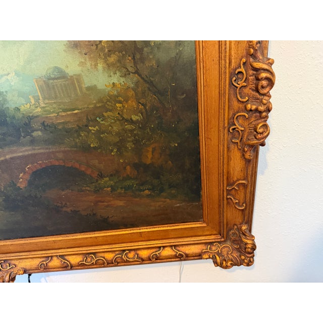 C. Patin Huge Vintage European Cityscape/ Landscape Oil Painting Gilt Frame For Sale - Image 11 of 13