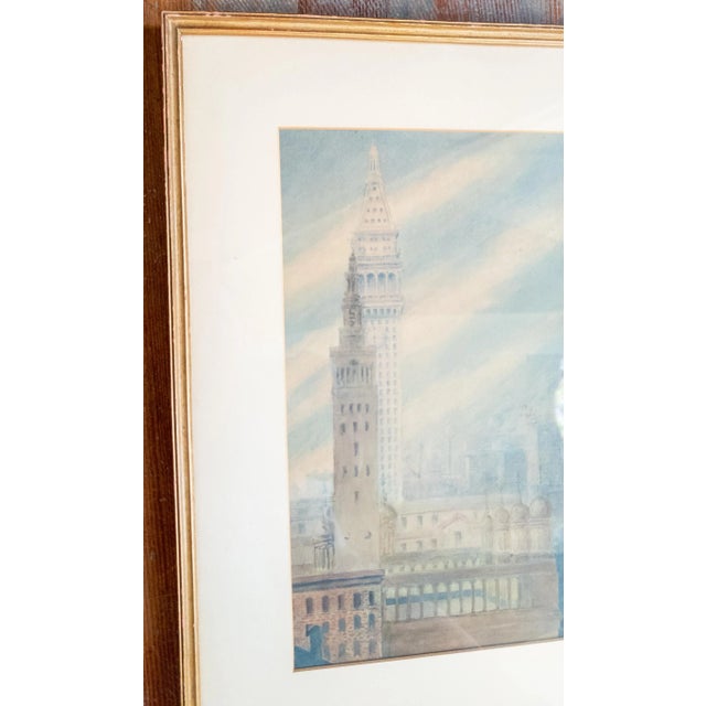 American 1930's Architectural Watercolor Study Painting of New York City For Sale - Image 3 of 12