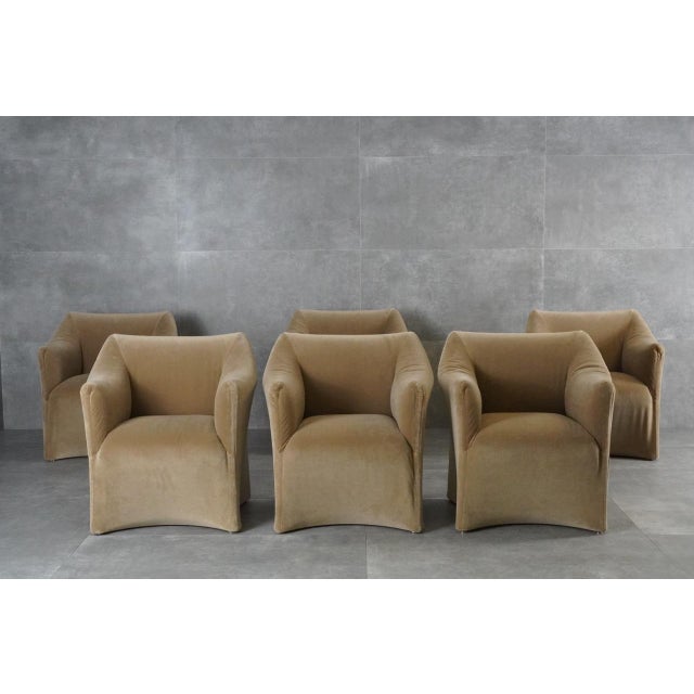 Le Tentazioni Armchairs in Beige Velvet by Mario Bellini for Cassina, 1970s, Set of 6 For Sale - Image 18 of 18