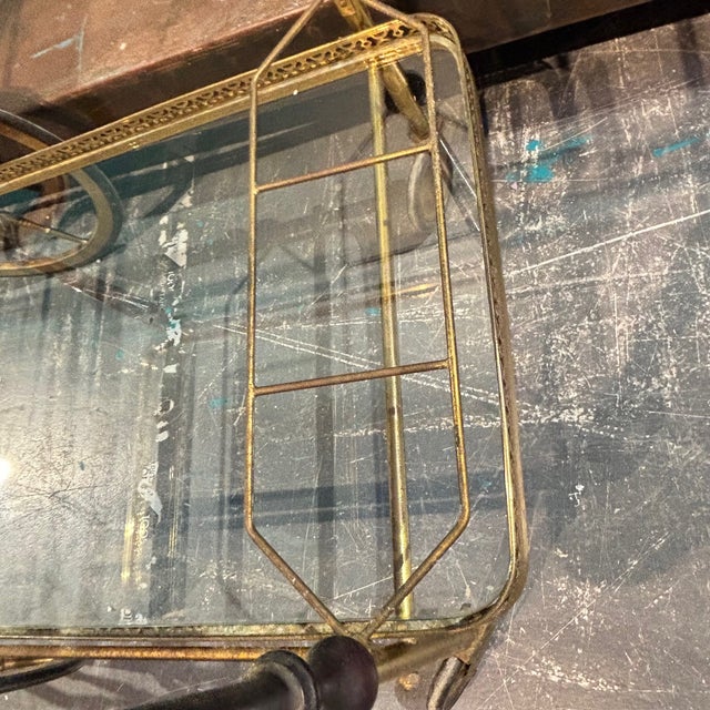 Mid-Century Gilt Metal and Glass Serving Trolley, 1950s For Sale - Image 6 of 12
