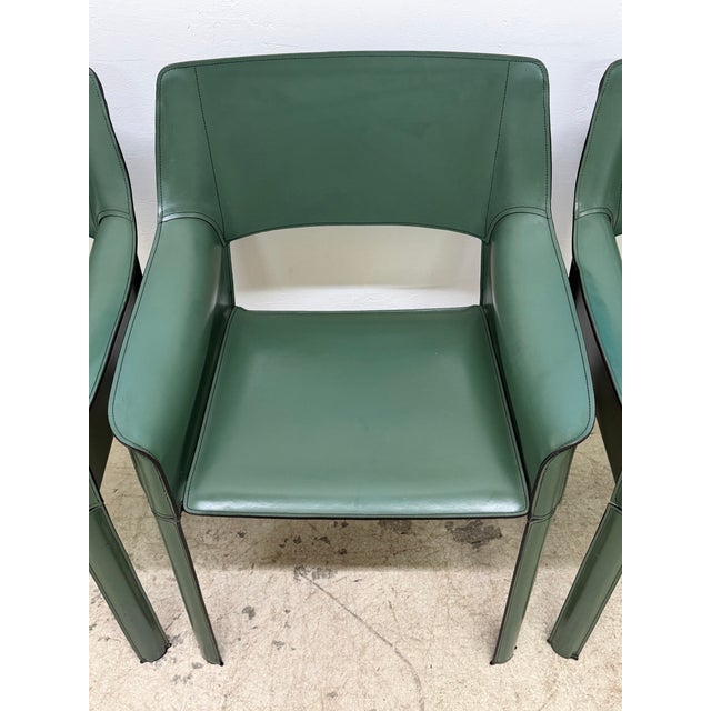 Mid-Century Brazilian Modern De Couro Leather Dining Armchairs - Set of Four For Sale - Image 12 of 17