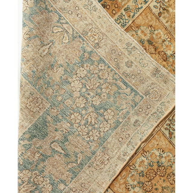 Beige 19th Century Persian Tabriz Botanic Handwoven Wool Rug For Sale - Image 8 of 8