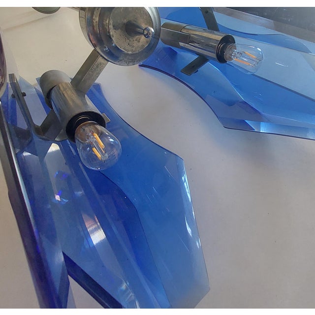 Blue Murano Glass Pendant Lamp from Veca, 1970s For Sale - Image 6 of 10