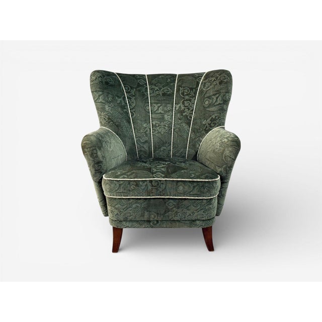 1950s Ilmari Lappalainen, Lounge Chairs, Beech, Green Fabric, Finland, 1950s For Sale - Image 5 of 11