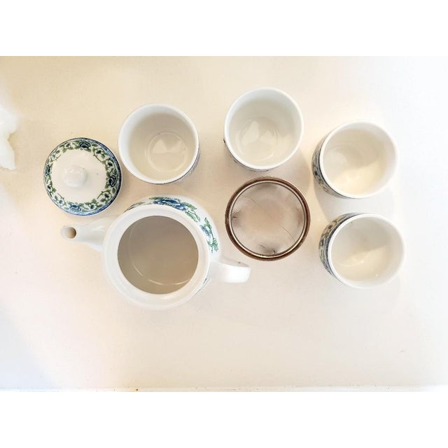 Vintage Tea Pot With Strainer & 4 Cups For Sale In Miami - Image 6 of 11