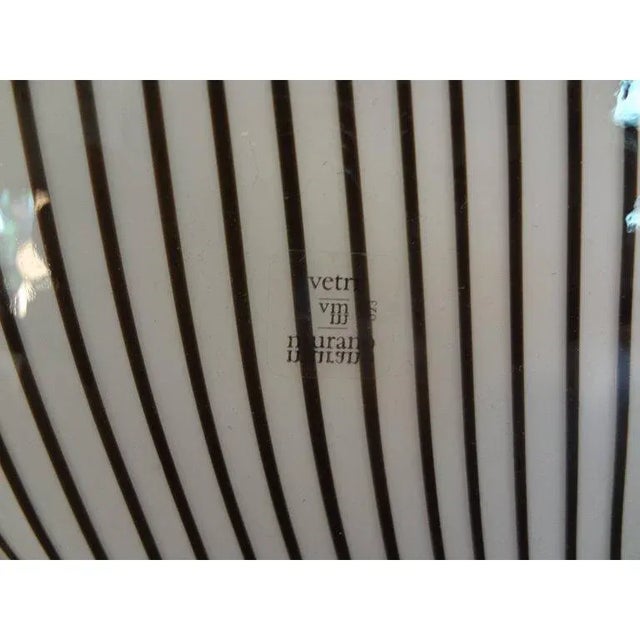 Pair of White Pin Stripe Murano Glass Lamps by Vetri For Sale - Image 9 of 12