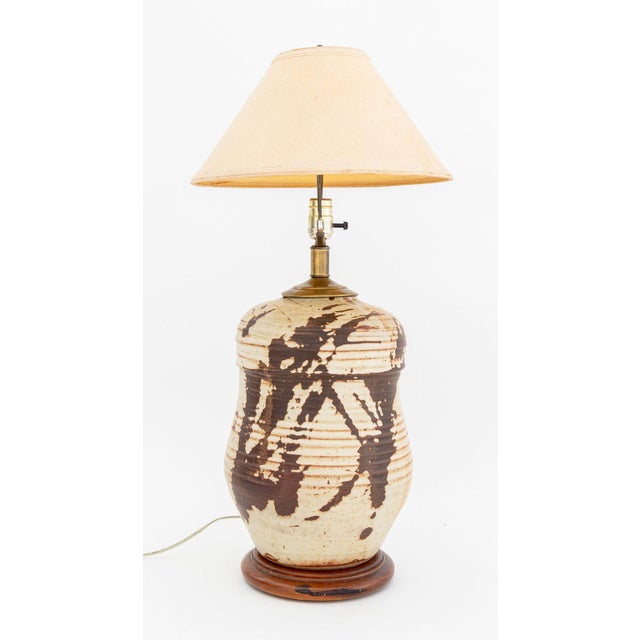 Mid-Century Modern Art Pottery Table Lamp For Sale - Image 4 of 4