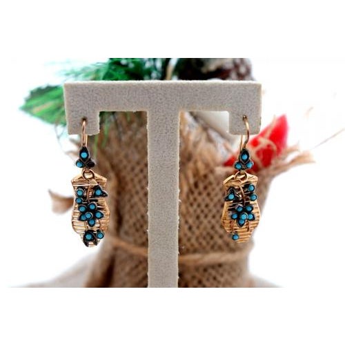 Metal Gold Earrings with Reliefs, Set of 2 For Sale - Image 7 of 9