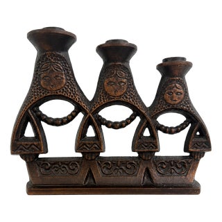 Brutalist Cast Iron Matryoshka Russian Doll Candleholder, Soviet, 1960s For Sale