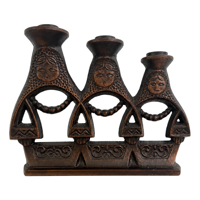 Brutalist Cast Iron Matryoshka Russian Doll Candleholder, Soviet, 1960s For Sale