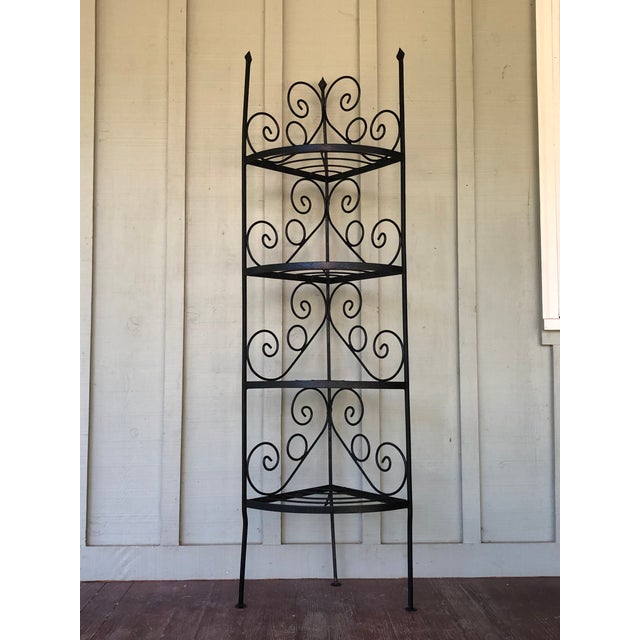 Antique Wrought Iron Corner Bakers Rack Chairish