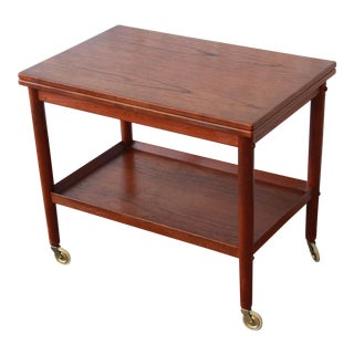 Grete Jalk for Poul Jeppesen Teak Expandable Serving Cart, 1950s For Sale