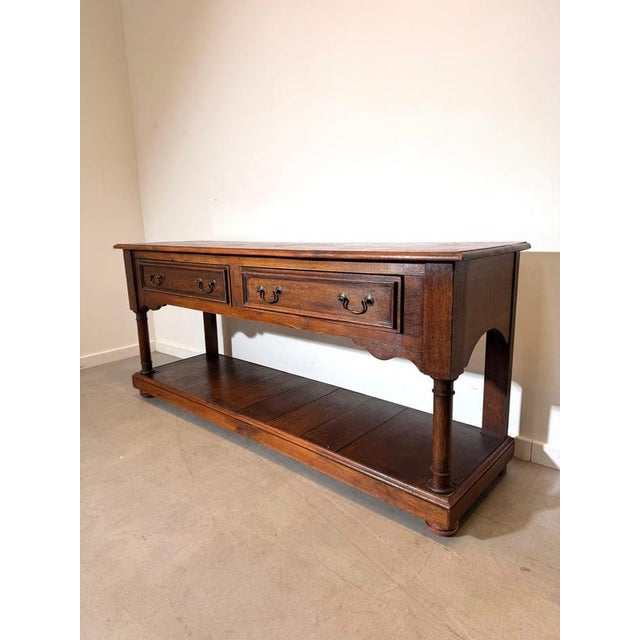 Antique Oak Console Table with Drawers For Sale - Image 9 of 9