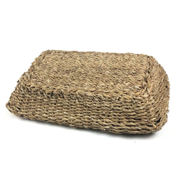 Wood Thick Boho Basket Tray With Handles For Sale - Image 7 of 11