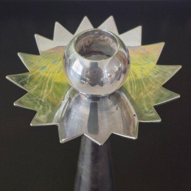 Mid-Century Modern 1970s Mesa Italy Candlesticks "Starburst" Giuliano Malimpensa - 2pcs For Sale - Image 3 of 8