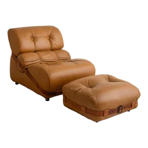 Overstuffed Italian Leather Lounge Chair & Ottoman