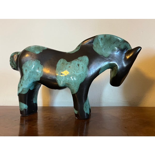 Mid-Century Modern Large 1940's Mid-Century Modern Art Pottery Horse by Marianna Von Allesch (German 1886-1972) for Carola Ceramics For Sale - Image 3 of 14