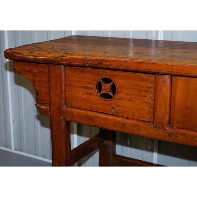 Antique Chinese Temple Altar Sideboard with Cupboards in Solid Teak For Sale - Image 8 of 17