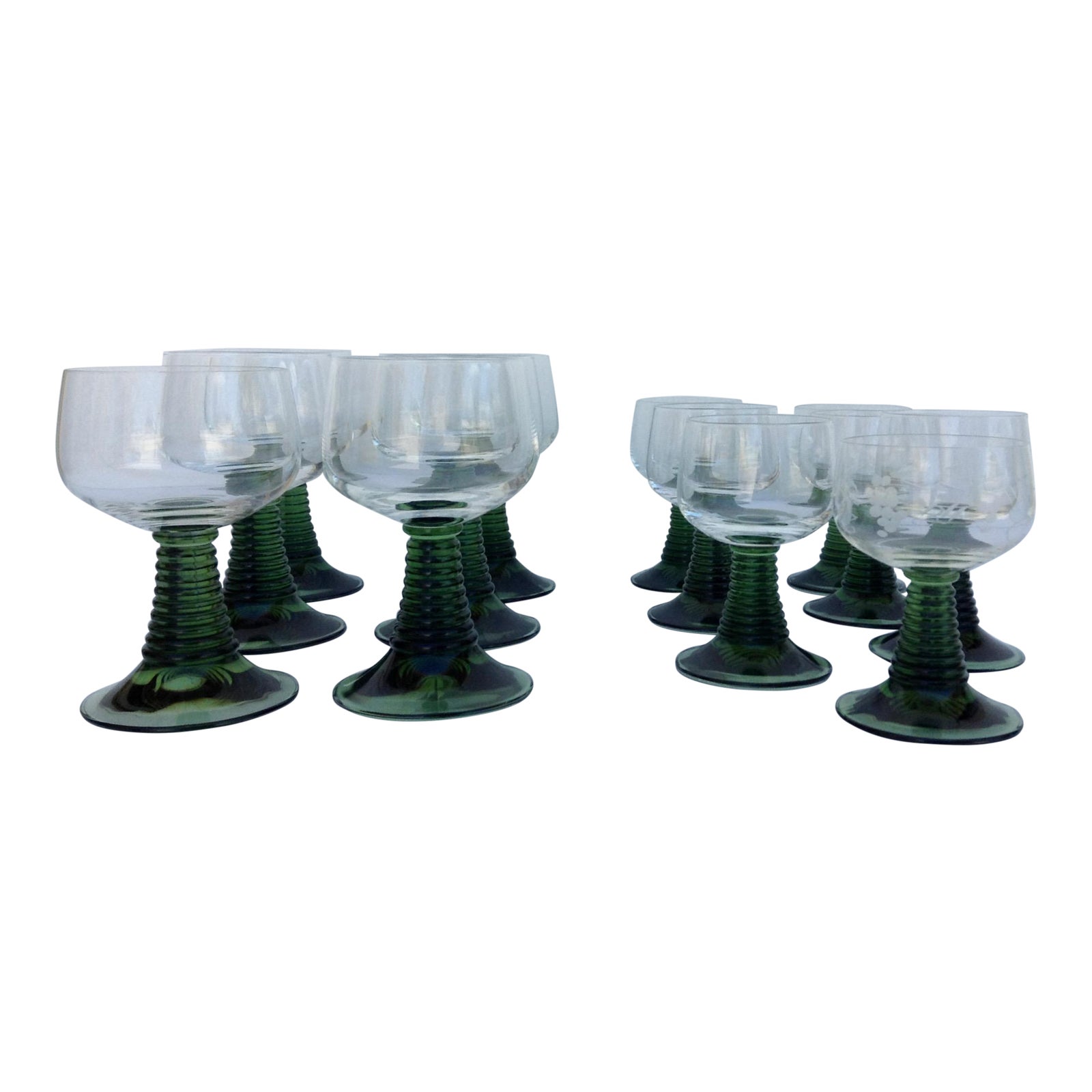 Vintage French Roemer Luminarc Glasses Set Of 13 Chairish Luminarc france crystal glasses with black stem french vintage wine cordial. vintage french roemer luminarc glasses set of 13