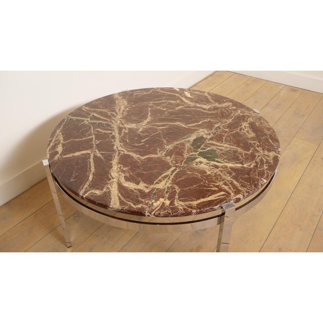 Vintage Round Coffee Table in Marble and Chrome For Sale - Image 12 of 13