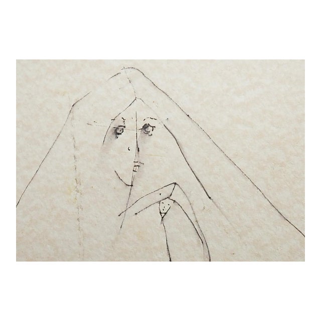 Mid 20th Century Modernist Mother and Child Drawing For Sale
