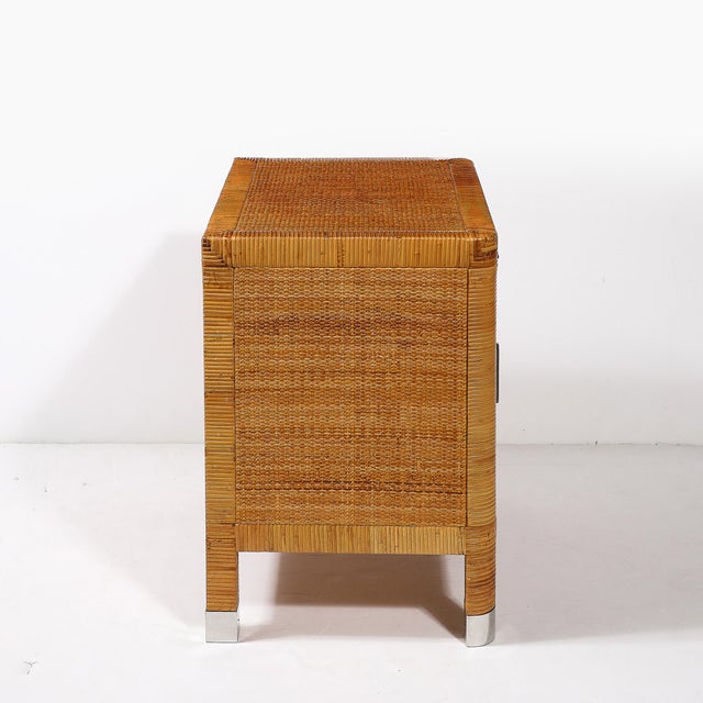 Mid-Century Modern Rattan & Bamboo Wrapped Nightstands Signed Bielecky Brothers For Sale - Image 11 of 12