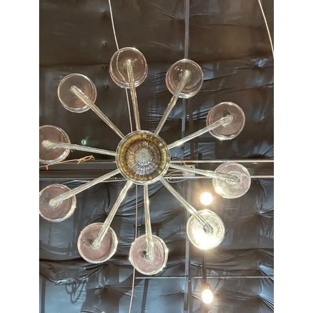 Glass Modern Steel Blue Murano Glass Chandelier For Sale - Image 7 of 8