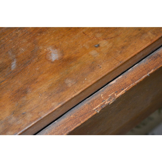 Antique English Rustic Pine Work / Dining Table W/ 2 Lateral Drawers & Drop Leaf Sides For Sale - Image 16 of 18
