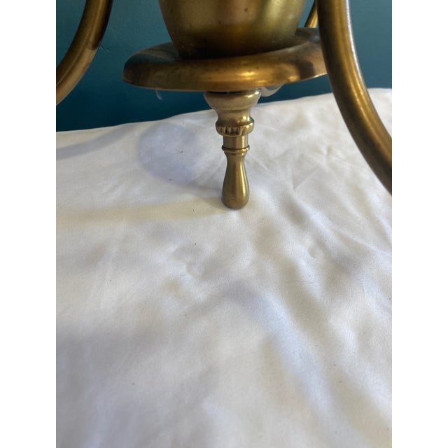 Antique Wakefield Fixtures Brass 3-Arm Chandelier For Sale - Image 10 of 12