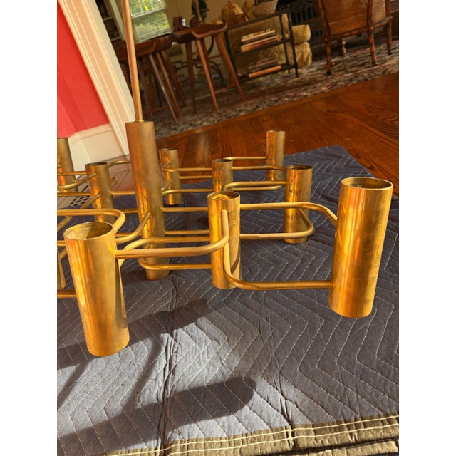 Vintage Gaetano Sciolari Chandelier Brass For Sale - Image 10 of 10