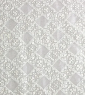 The House of Scalamandré Broderies Villers Sheer Fabric, Ivory