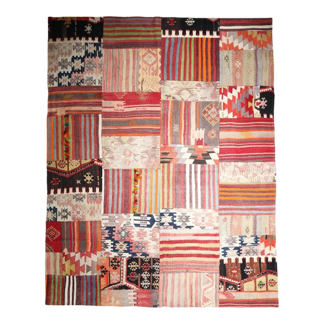 Mid 20th Century One of a Kind Turkish Kilim Patchwork Rug for Contemporary Interiors -5' 11'' X 8' For Sale