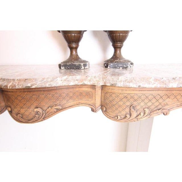Large Liégeoise Carved Oak and Marble Wall-Mounted Console, Late 19th Century For Sale - Image 14 of 18