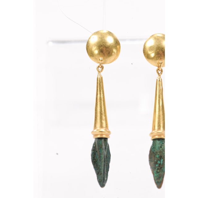Ancient Roman Arrowhead Earrings W/ 21k For Sale - Image 4 of 11