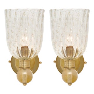 Contemporary Murano Glass Pulegoso Cup Sconces For Sale