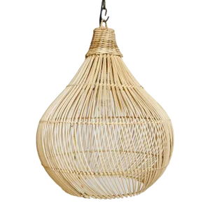 Coastal Contemporary Rattan Drop Pendant Light