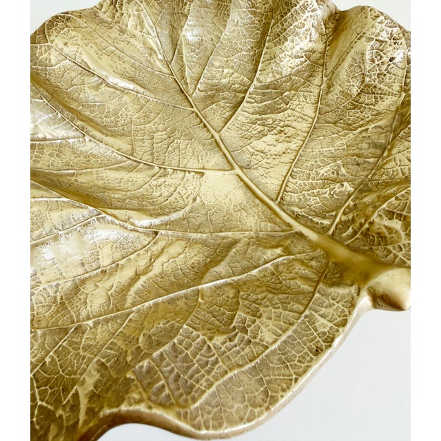 1940s Large Metal Leaf Bowl by Virginia Metalcrafters For Sale - Image 9 of 11