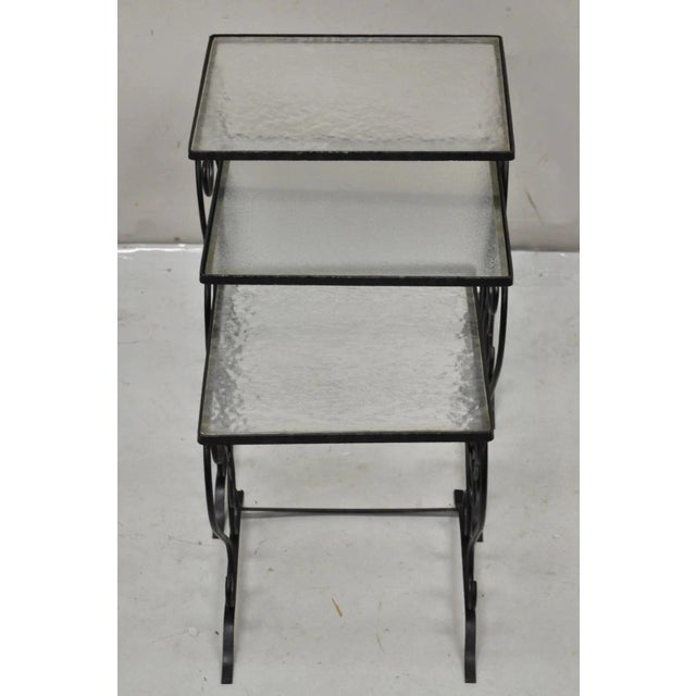 Vintage Salterini Wrought Iron Maple Leaf Garden Nesting Side Tables - Set of 3 For Sale - Image 9 of 11