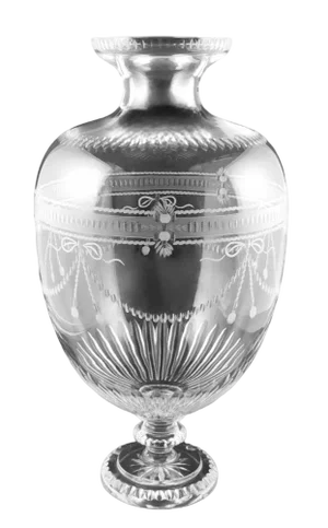 Neoclassical Italian Crystal Vase with Engravings, 1981