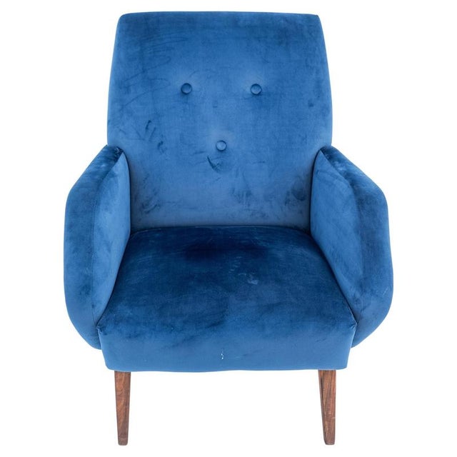 Vintage Velvet Armchair, 1950s For Sale - Image 11 of 11