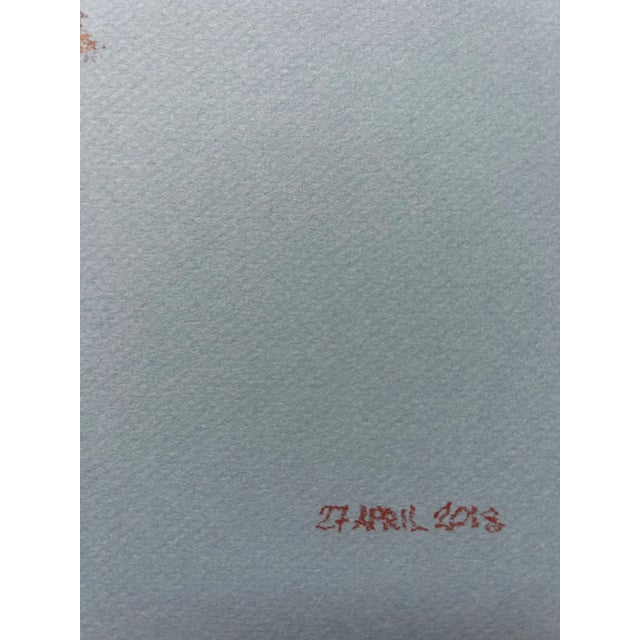 2010s Impressionistic Pastel Drawing on Blue Paper of Nude Woman by Harold Grote For Sale - Image 5 of 6