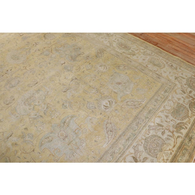 Antique Gold Ivory Square PersianTabriz Rug For Sale - Image 12 of 12