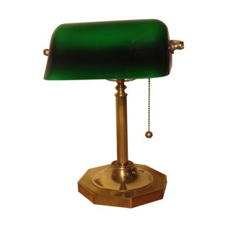 Vintage Brass Bankers Lamp For Sale