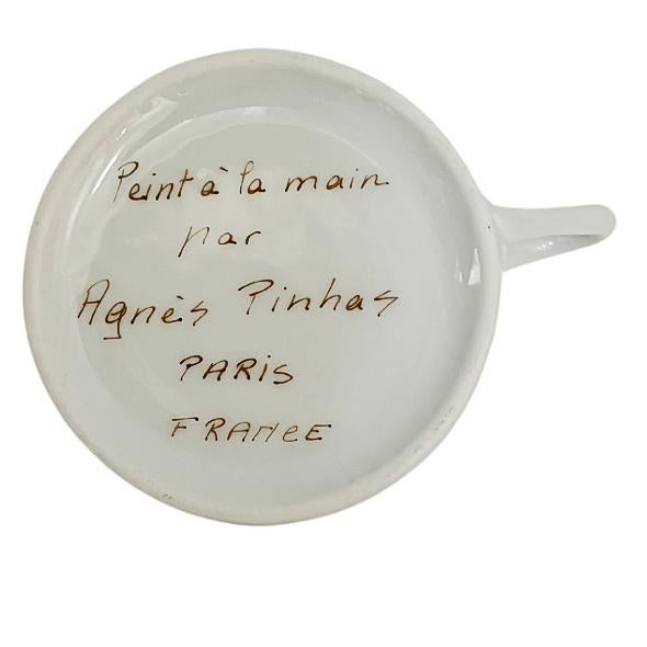 1990s French Hand-Painted Snail Bistro Coffee Cups and Saucers - Set for 6 For Sale In San Diego - Image 6 of 8